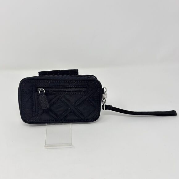 Vera Bradley Black Quilted Wristlet Wallet Zip Around ID Coin Purse NWOT - Picture 4 of 16